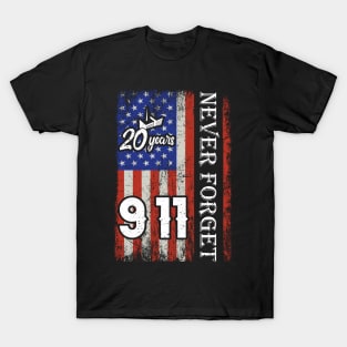 Never Forget 911 20th Anniversary Patriot Day USA Flag T-Shirt